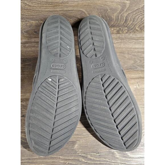 Crocs Sanrah Silver Hammered Tear Drop Design Sandal Womens Size 10 Black Shoe - Picture 6 of 7